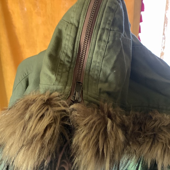 🍂 Free People Farrah Military long Parka Coat Warm Winter Jacket Faux Fur - Picture 6 of 15